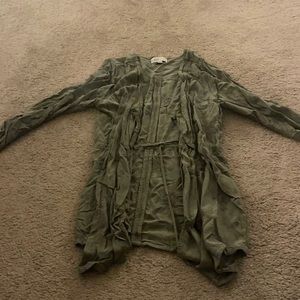 Olive green open long sleeve